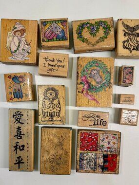 Rubber Stamps Lot of 15  - Vintage Wood Mounted House Mouse Paula Best Christmas